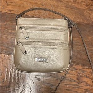 Champagne leather crossbody